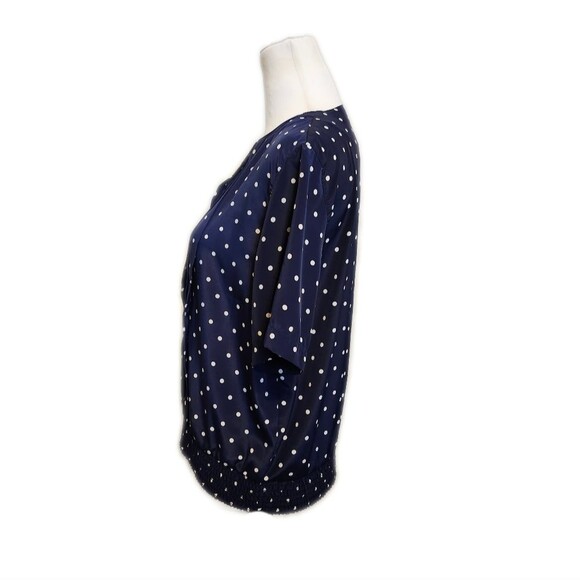 Alfred Dunner Petite Navy Blue & White Polka Dot Short Slv Blouse, 8P - Picture 4 of 9